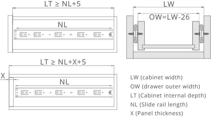 Ball Bearing Full Extension Drawer Slides A1137