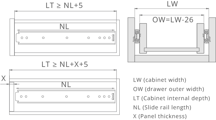 Tool Box Ball Bearing Drawer Slides - PT0930