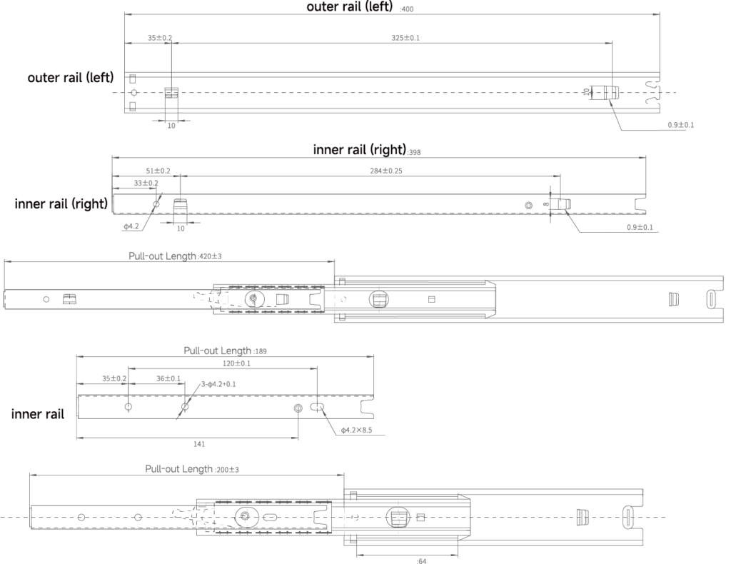 Tool Box Ball Bearing Drawer Slides - PT0930