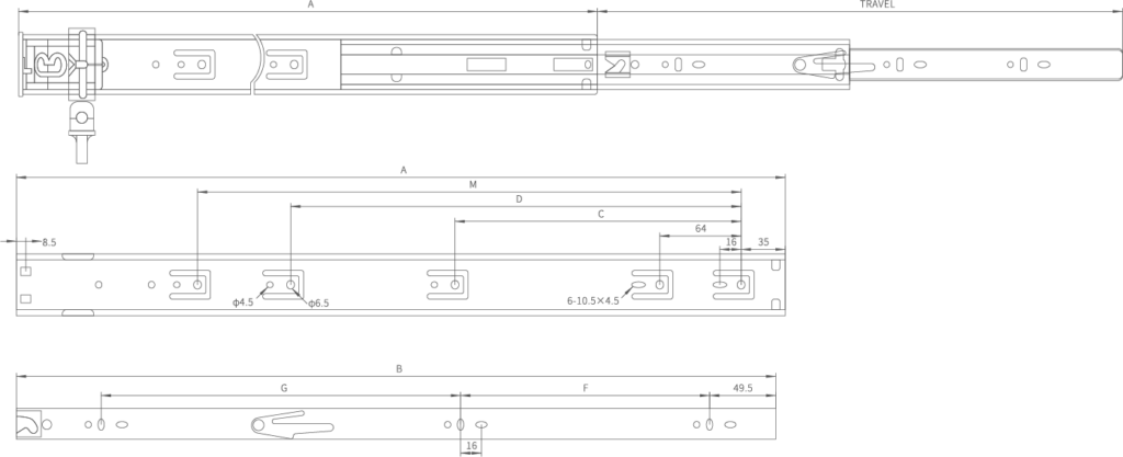 Anti-Tilt Drawer Slides AT1045