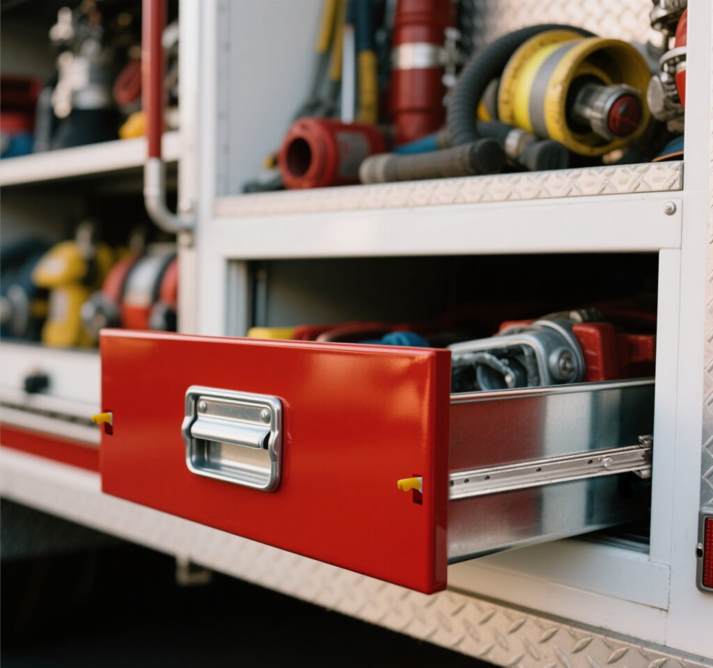 locking drawer slides for fire truck